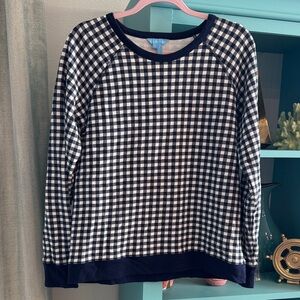 Draper James Navy Gingham Women's Sweatshirt Large